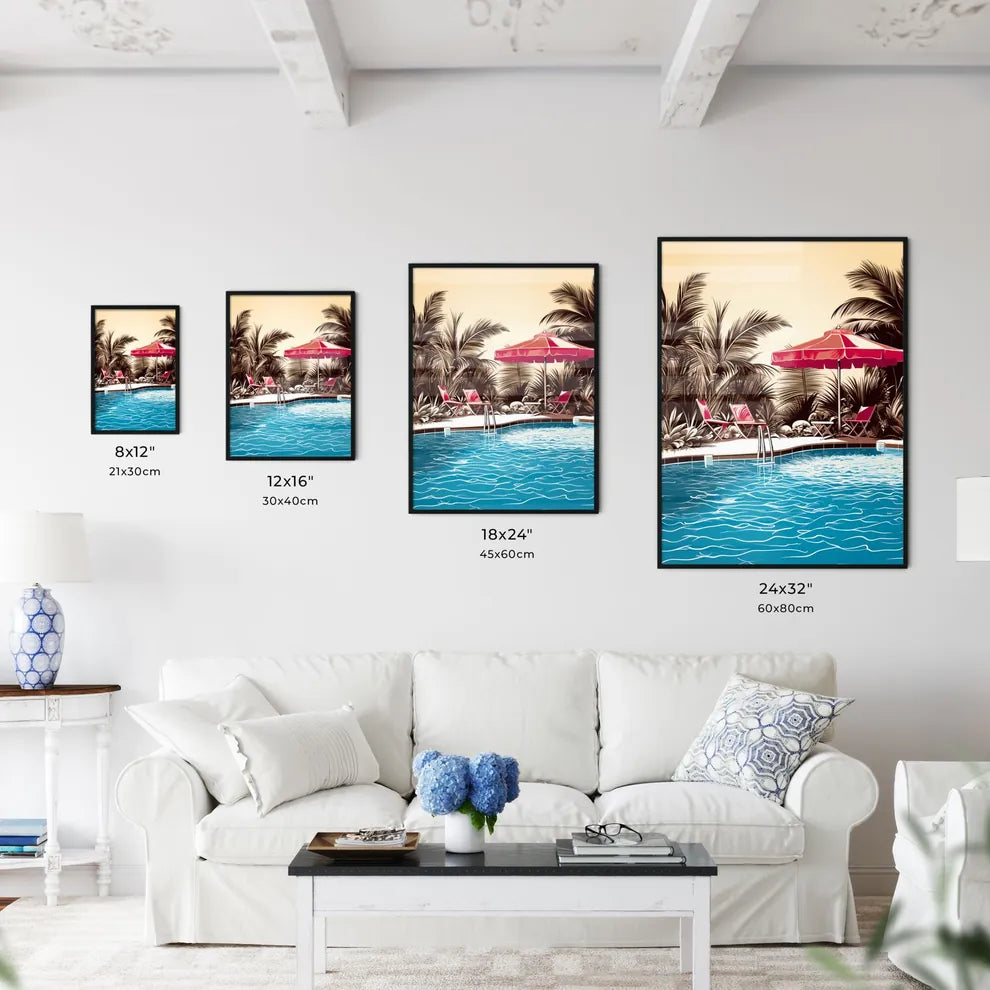 Pool With Chairs And Umbrella Art Prin Wall Art