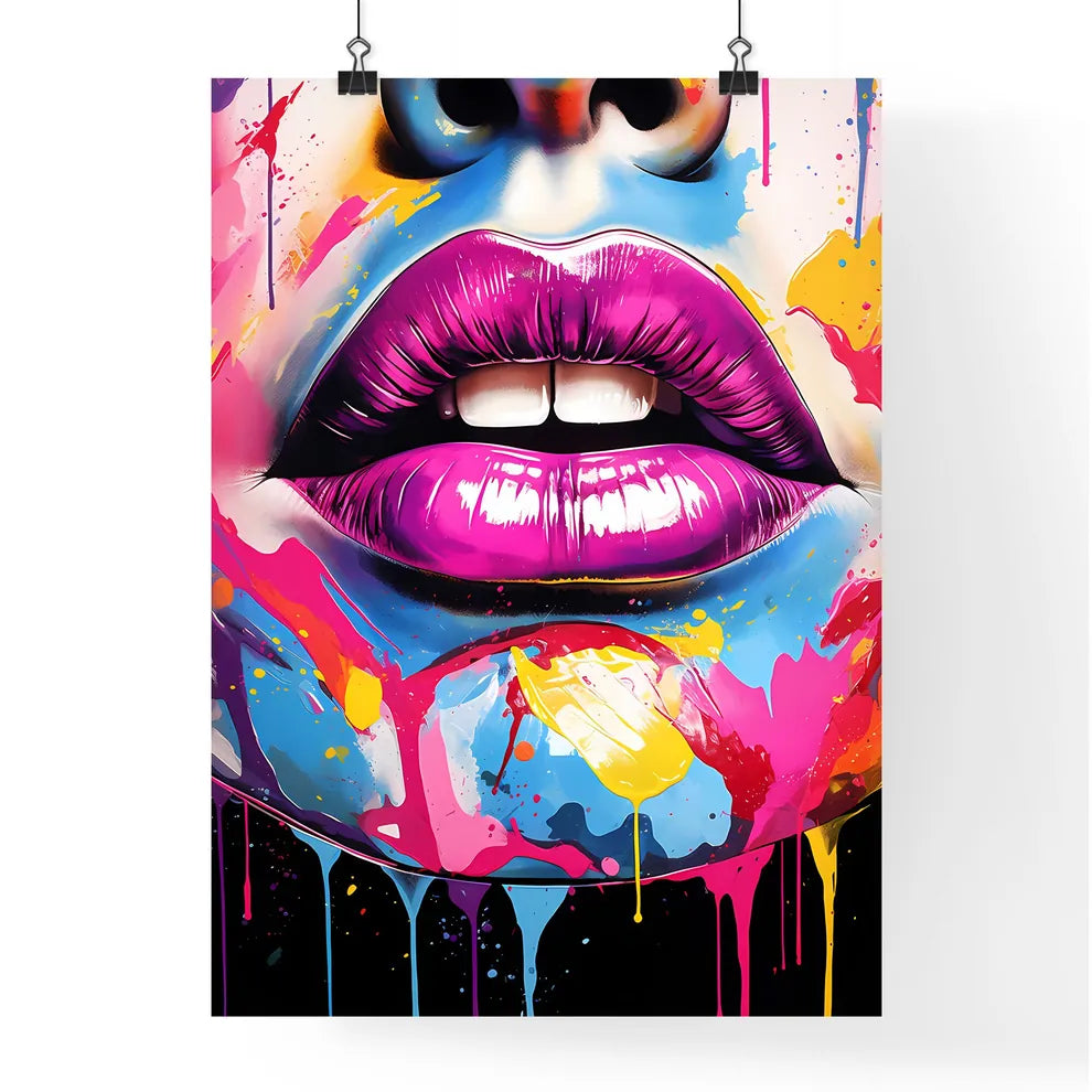 Colorful Lips And Mouth With Paint On It Art Poster