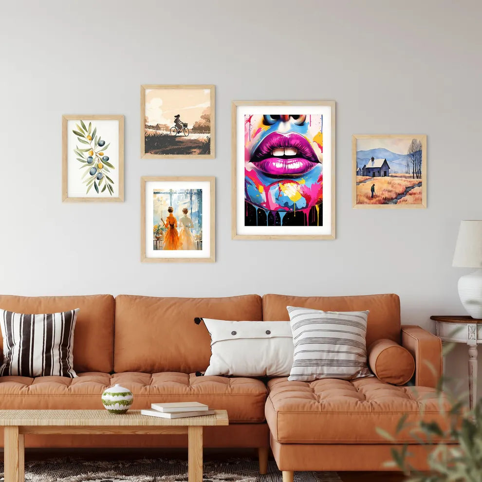 Colorful Lips And Mouth With Paint On It Art Framed Print