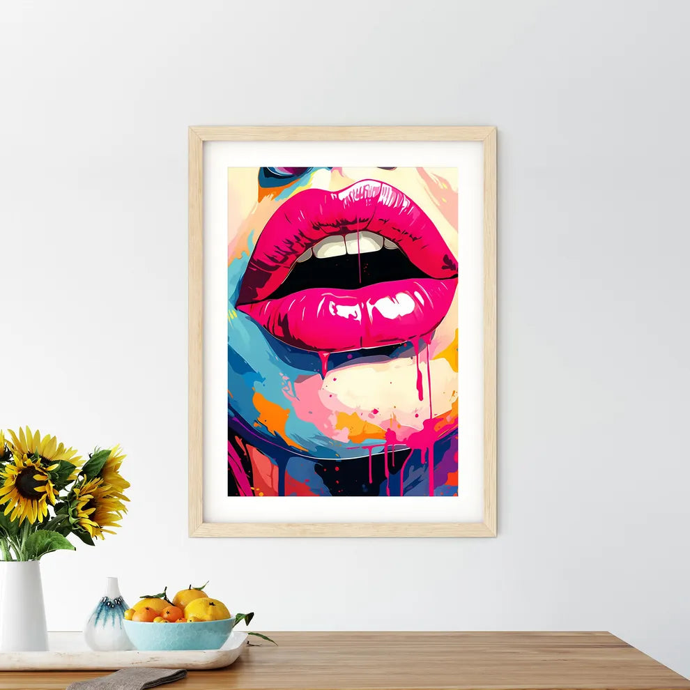 Close Up Of A Womans Lips Art Prin - Kitchen Hangings