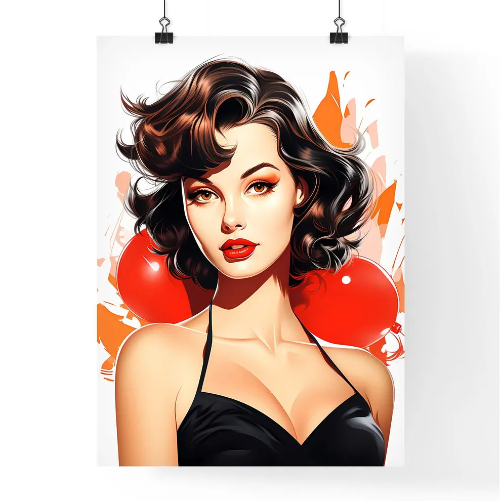 Woman With Red Lips And Black Dress Art Prin Poster