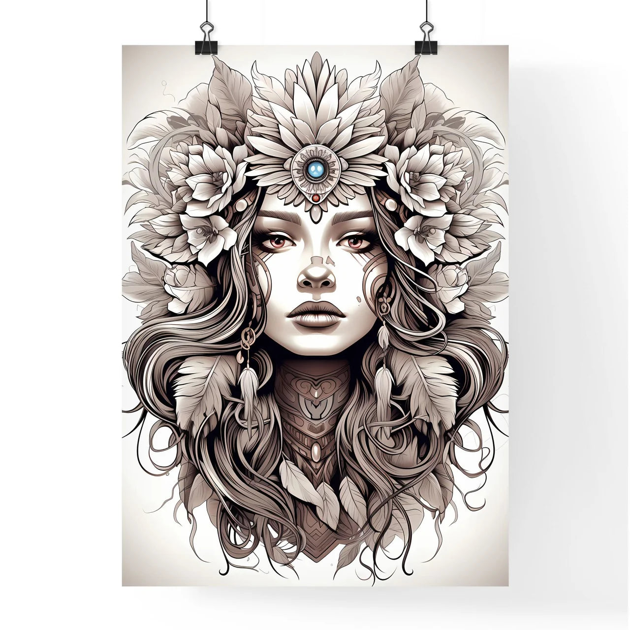 Woman With Flowers In Her Hair Art Prin Poster