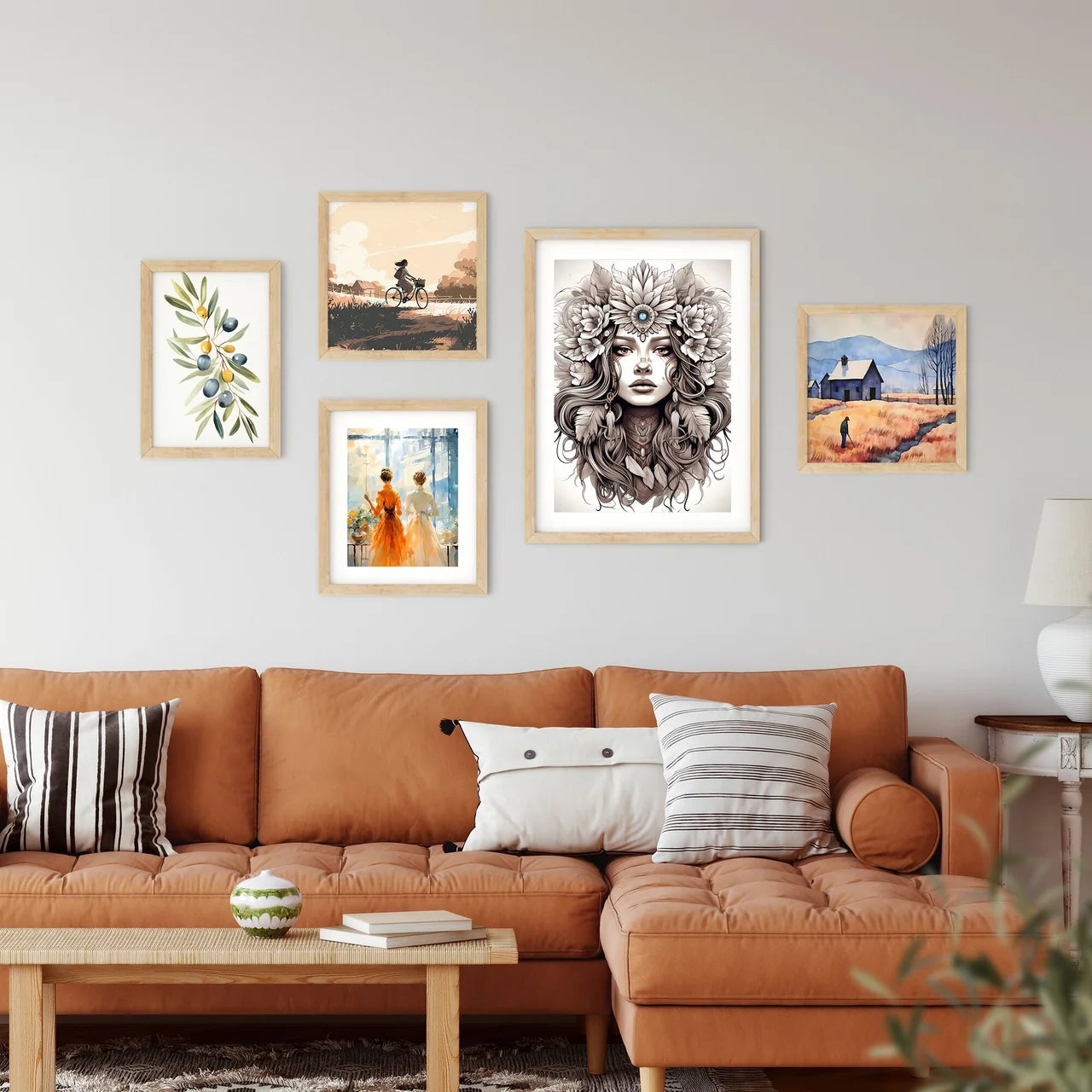 Woman With Flowers In Her Hair Art Prin Framed Print