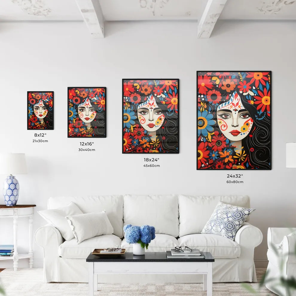 Painting Of A Woman With Flowers Art Prin Wall Art