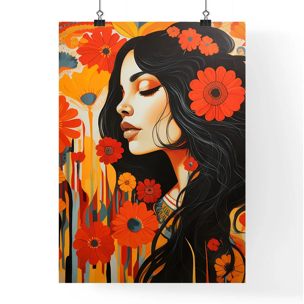 Painting Of A Woman With Flowers In Her Hair Poster