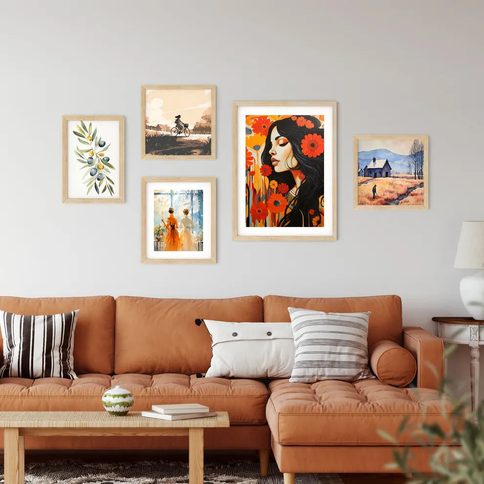 Painting Of A Woman With Flowers In Her Hair Framed Print