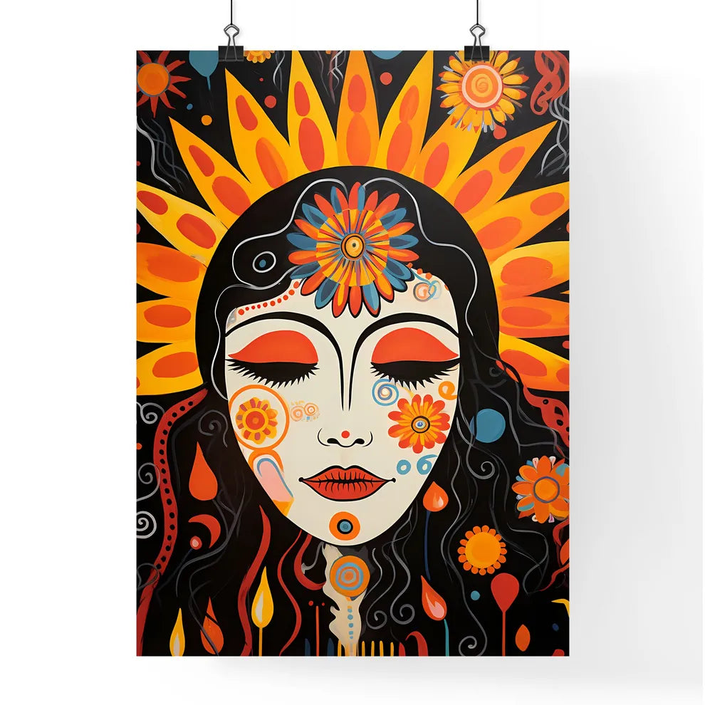 Painting Of A Woman With Flowers On Her Head Poster