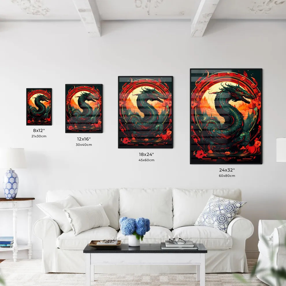 Dragon With Red And Yellow Ci Art Print