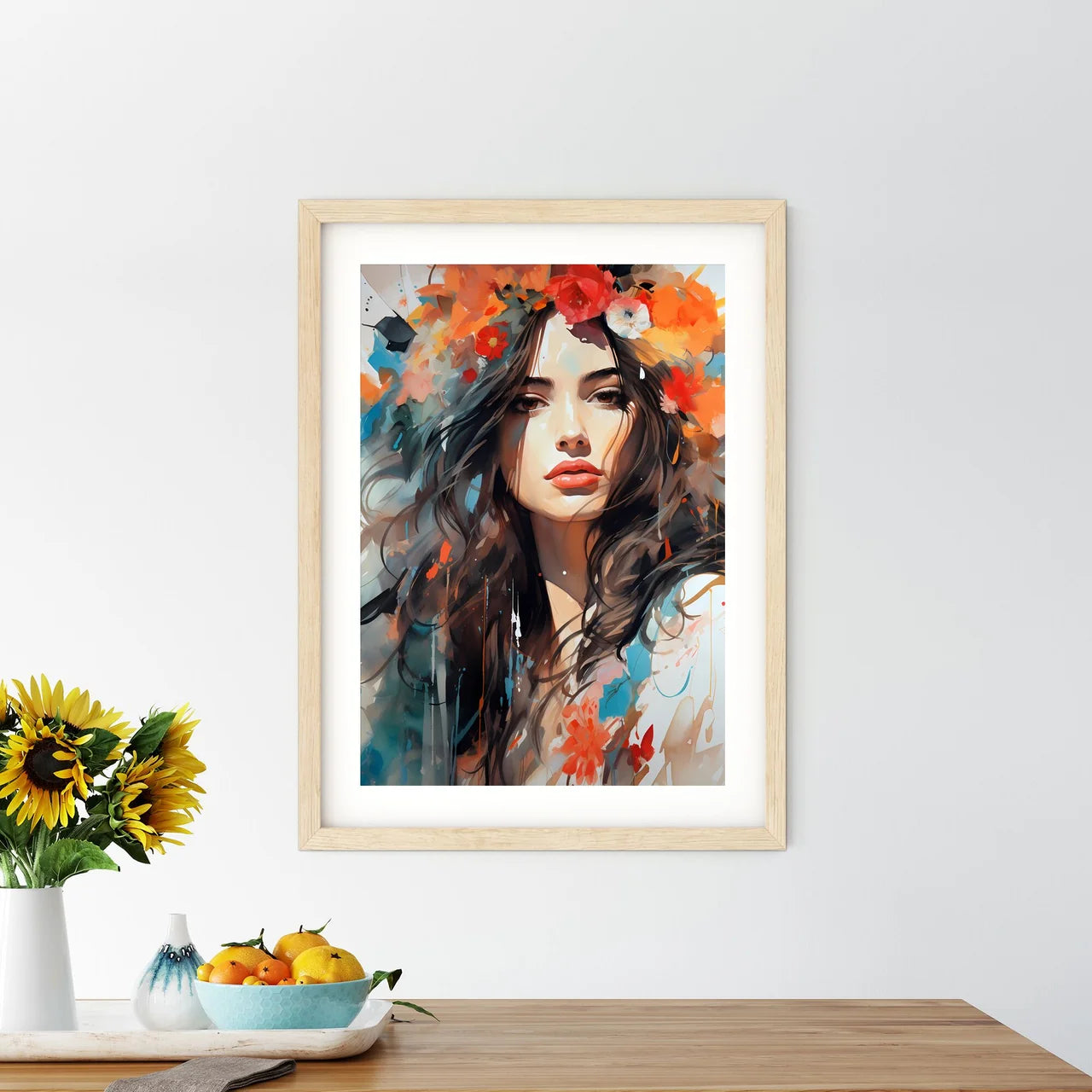 Painting Of A Woman With Flowers In Her Hair - Kitchen Hangings