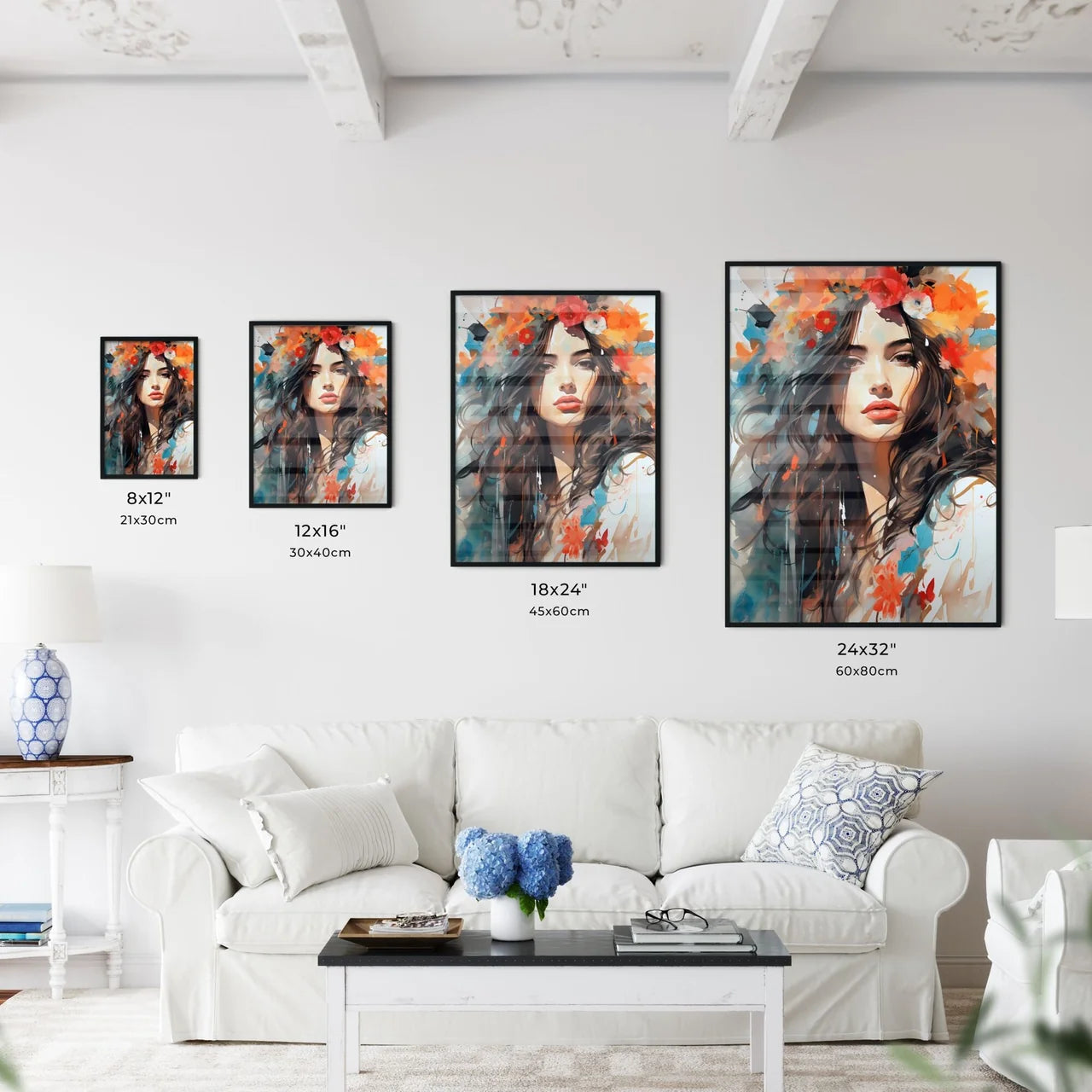 Painting Of A Woman With Flowers In Her Hair Wall Art