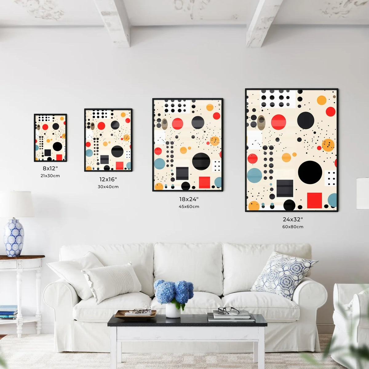 Pattern Of Different Colored Circles And Squ Wall Art