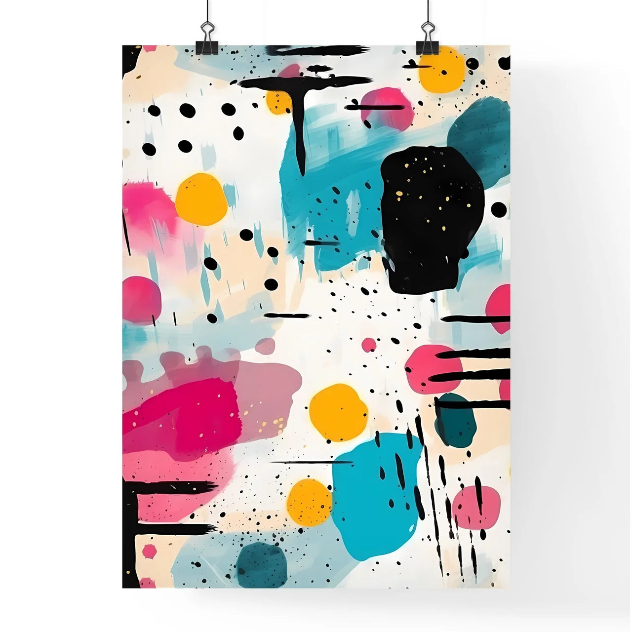 Colorful Pattern With Black And Pink Spots A Poster