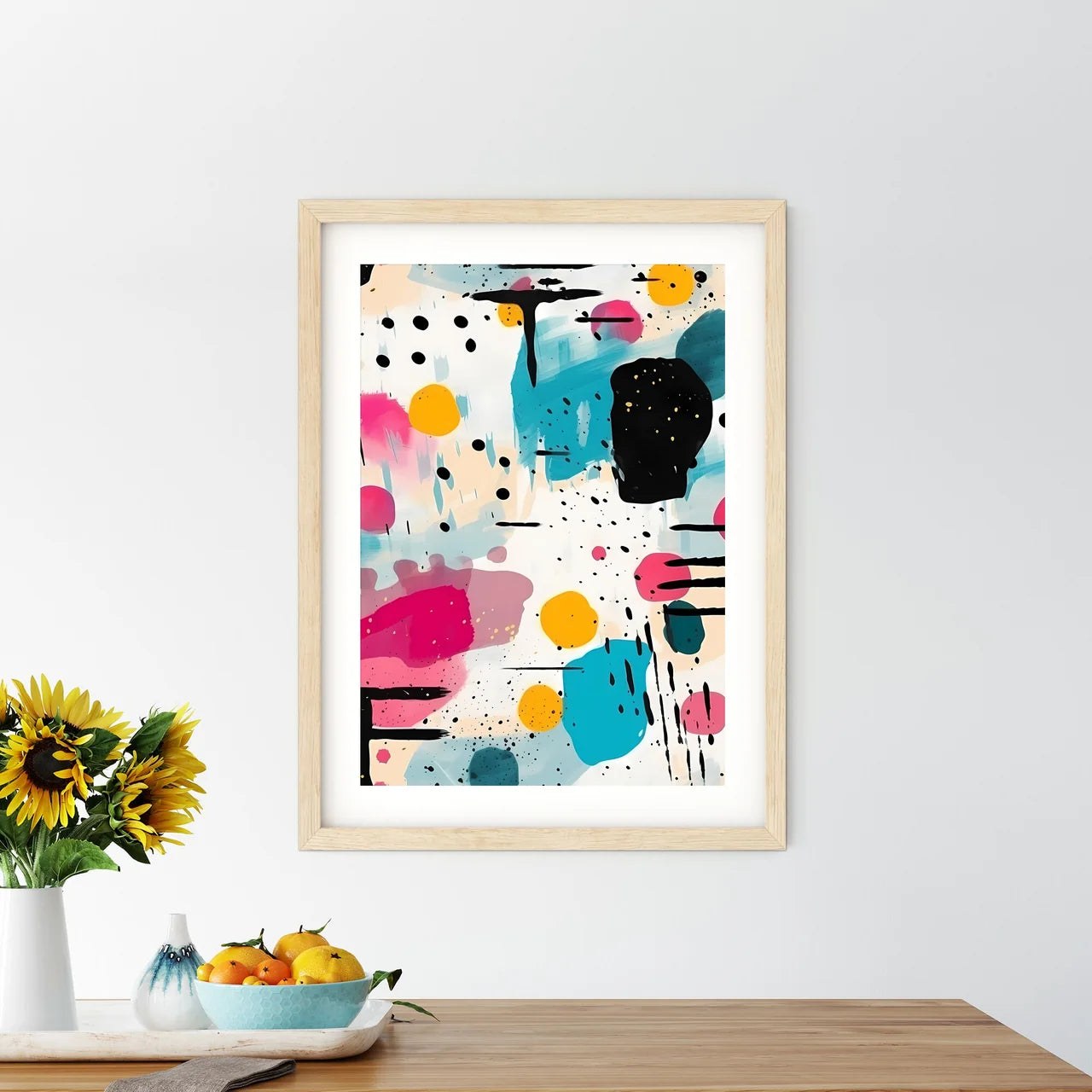 Colorful Pattern With Black And Pink Spots A - Kitchen Hangings