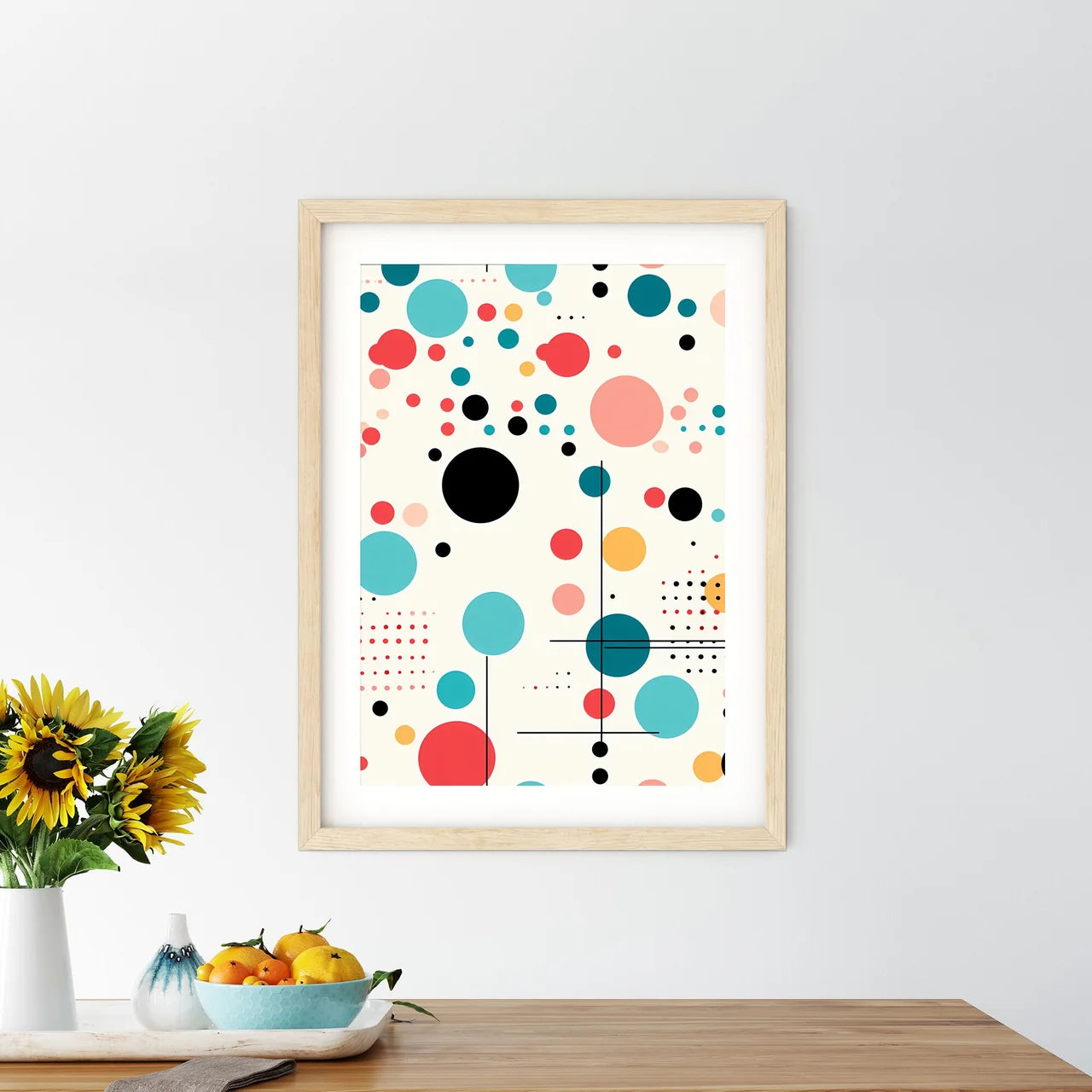 Colorful Circles And Lines Art Prin - Kitchen Hangings