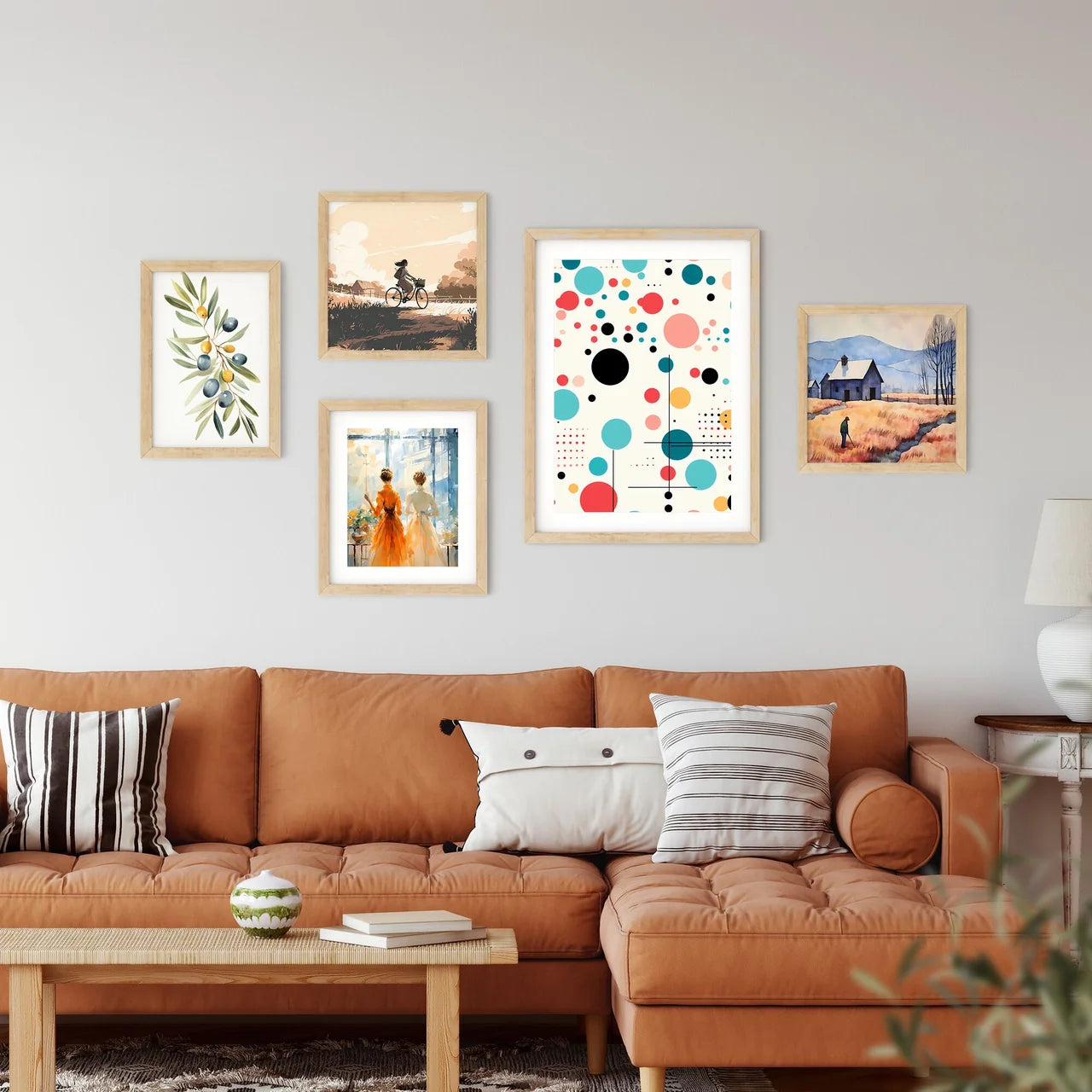 Colorful Circles And Lines Art Prin Framed Print