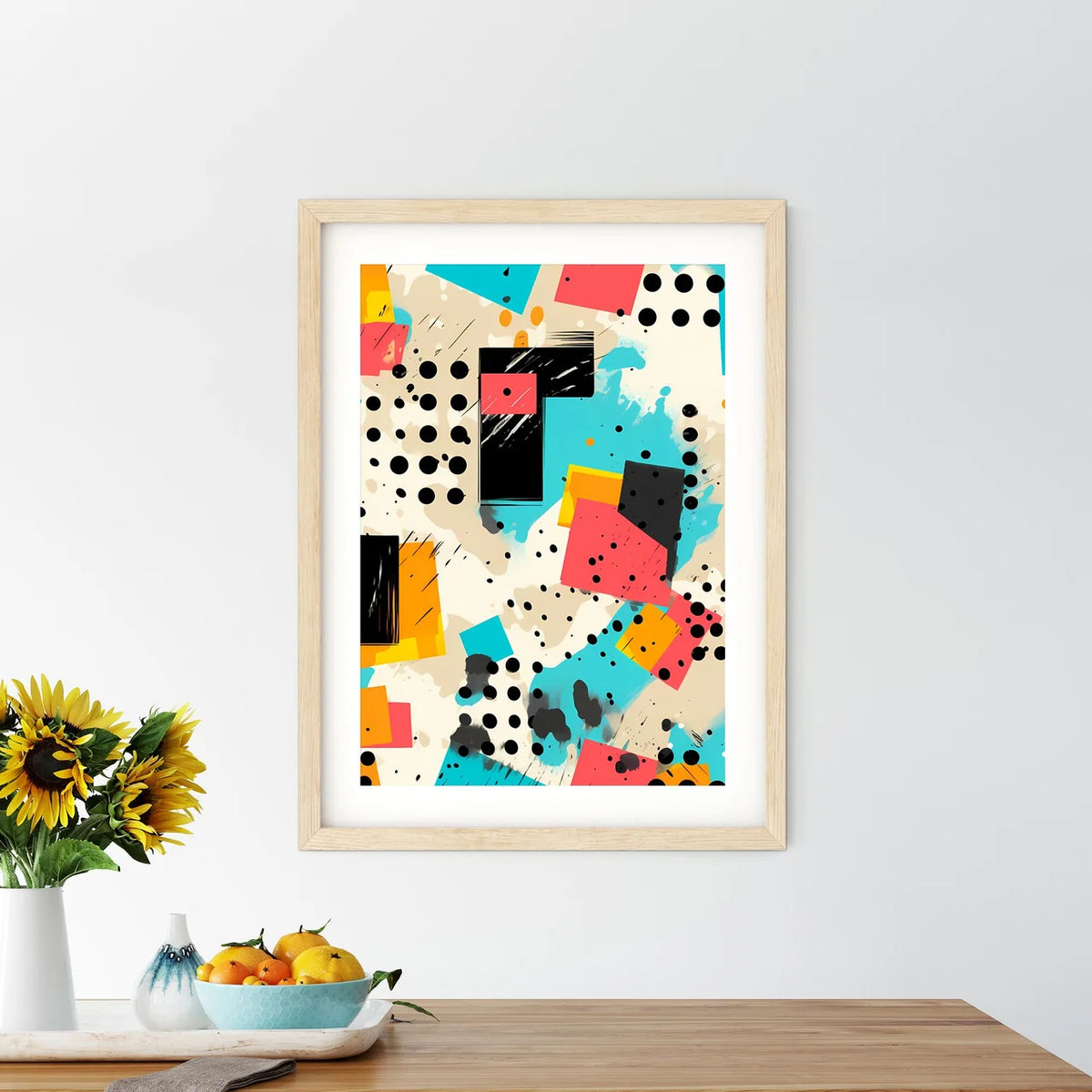Colorful Pattern With Black Dots And Squares - Kitchen Hangings