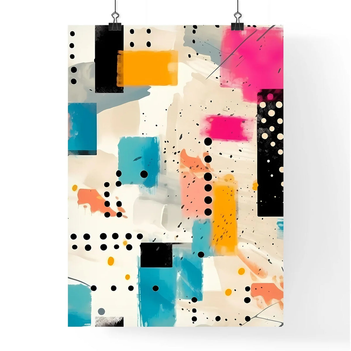 Colorful Pattern With Dots And Squares Art P Poster
