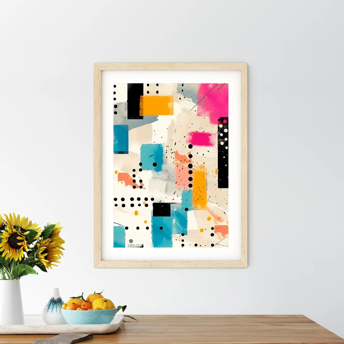 Colorful Pattern With Dots And Squares Art P - Kitchen Hangings