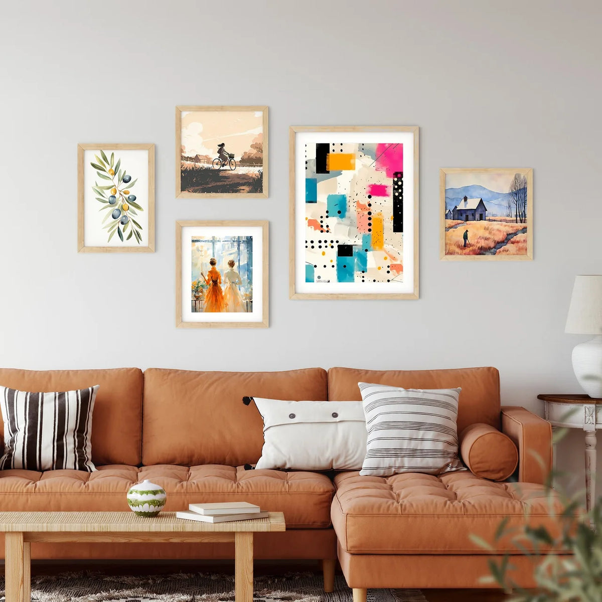 Colorful Pattern With Dots And Squares Art P Framed Print
