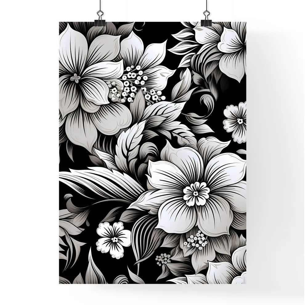 Black And White Floral Pattern Art Prin Poster