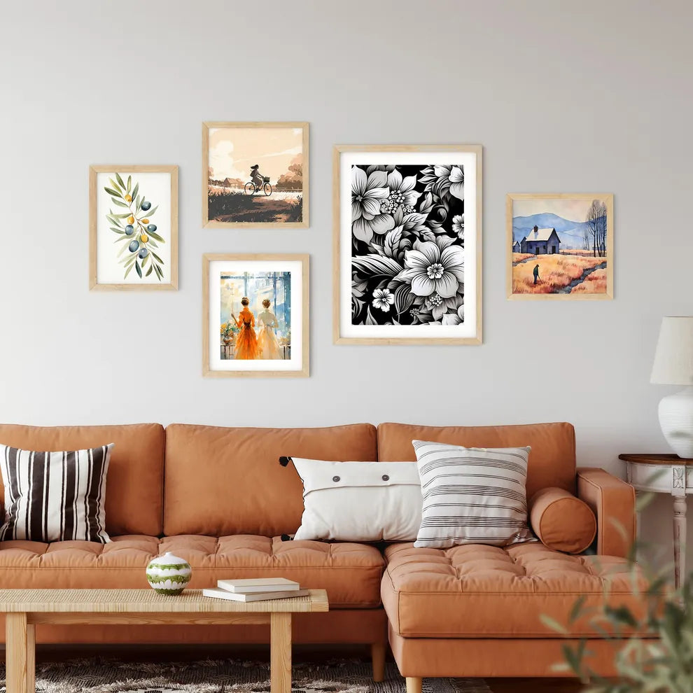 Black And White Floral Pattern Art Prin Framed Print