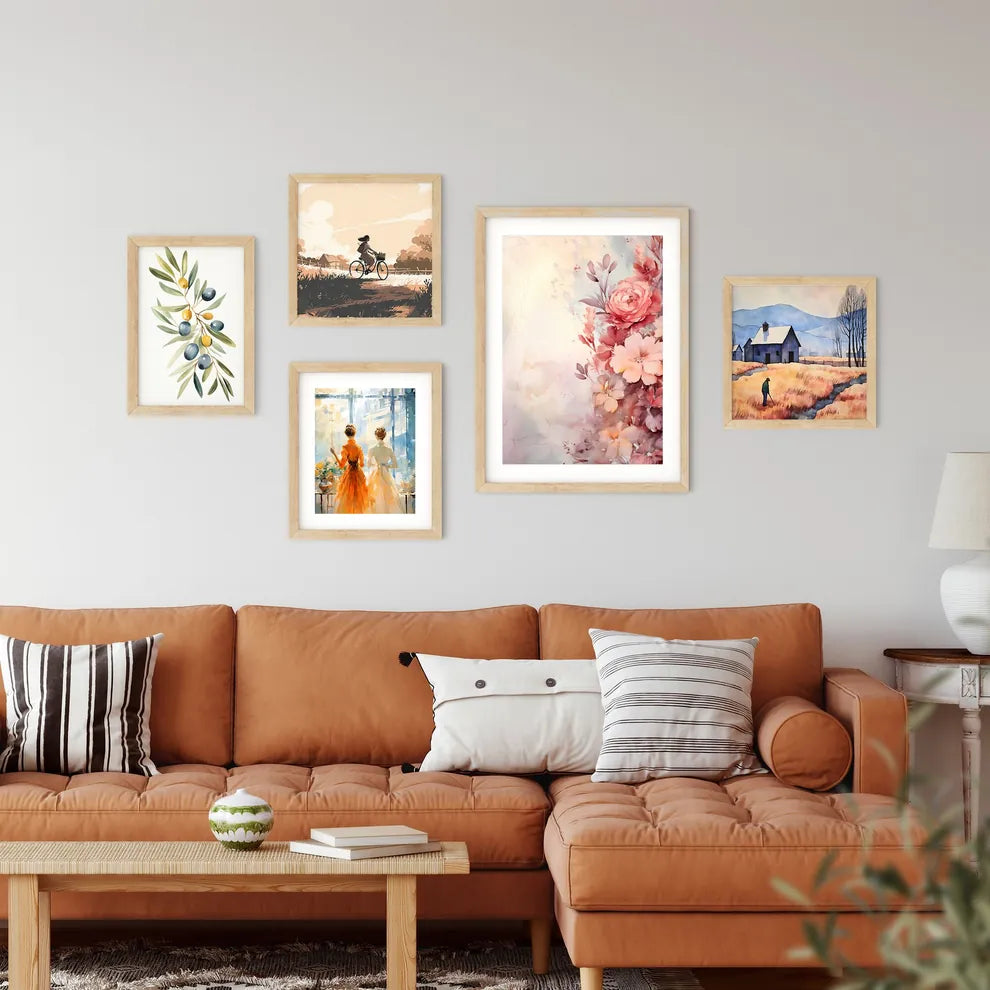 Painting Of Flowers On A White Surface Art P Framed Print