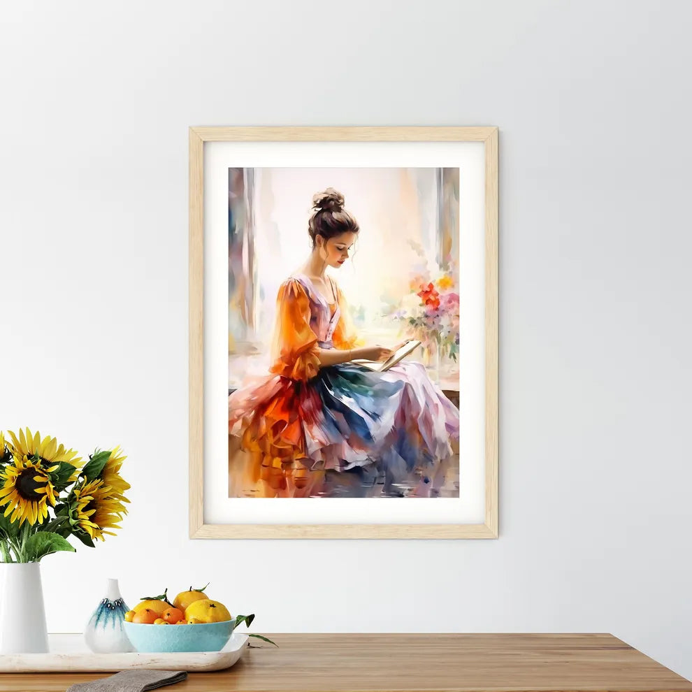 Woman In A Dress Reading A Book Art Prin - Kitchen Hangings