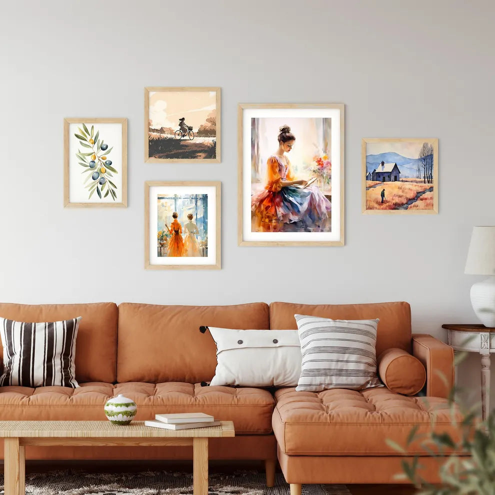 Woman In A Dress Reading A Book Art Prin Framed Print