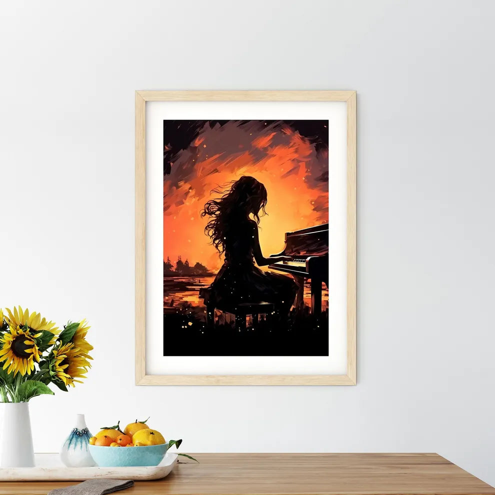 Woman Playing A Piano Art Prin - Kitchen Hangings