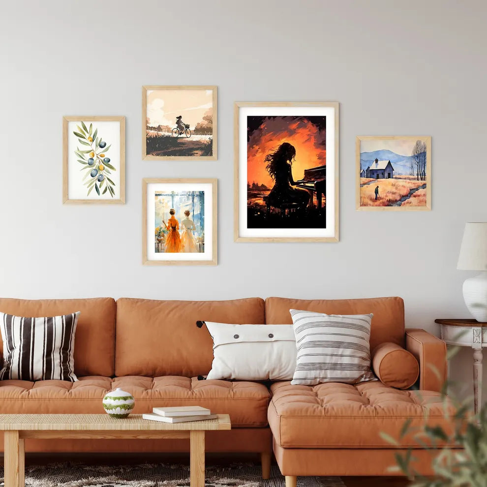 Woman Playing A Piano Art Prin Framed Print