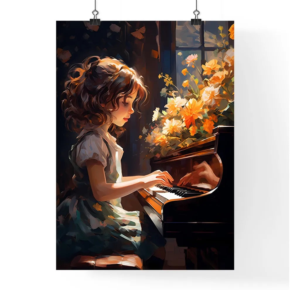 Girl Playing A Piano Art Prin Poster