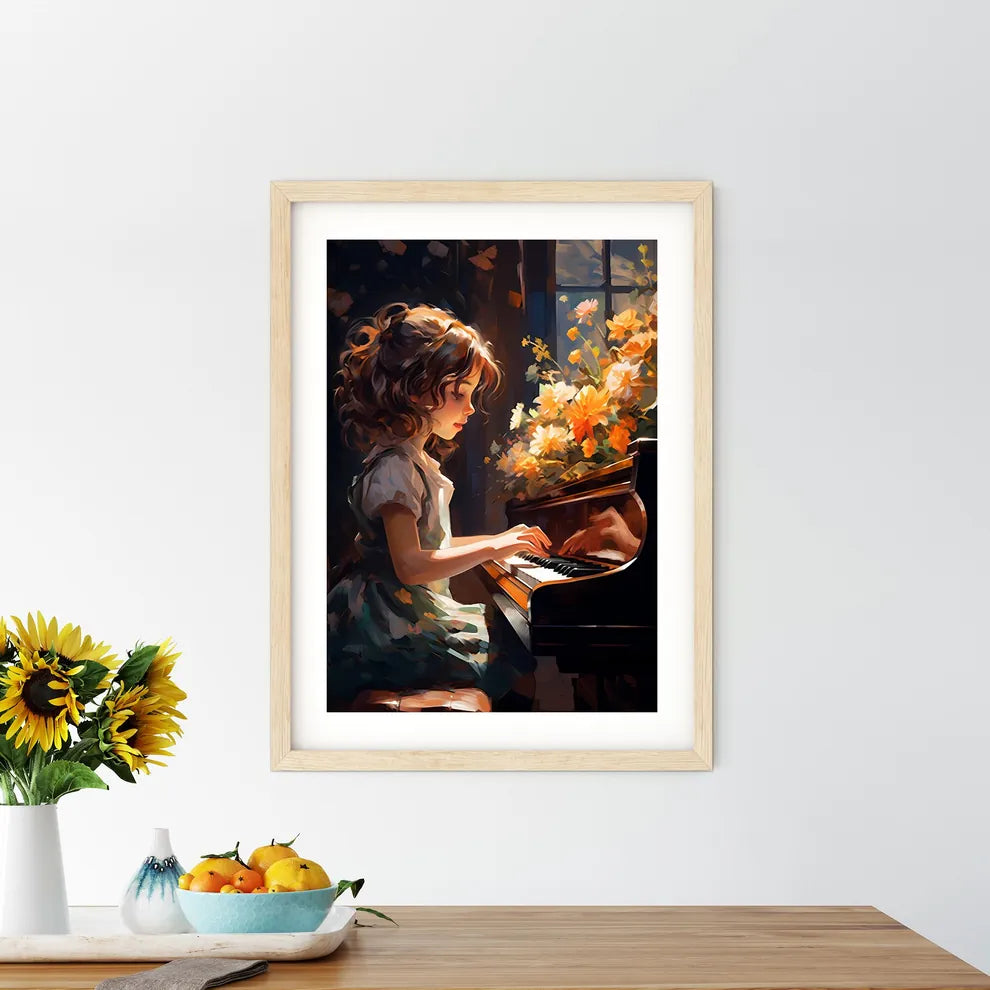 Girl Playing A Piano Art Prin - Kitchen Hangings