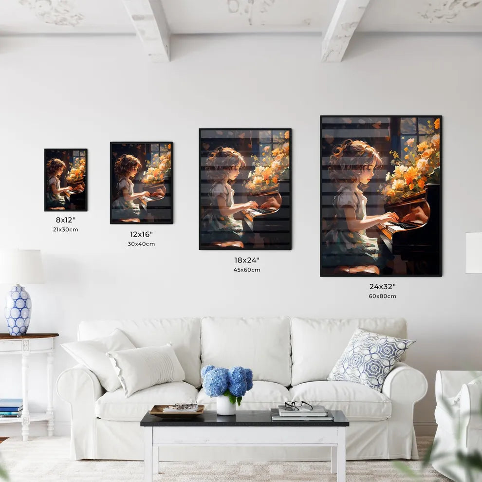 Girl Playing A Piano Art Prin Wall Art