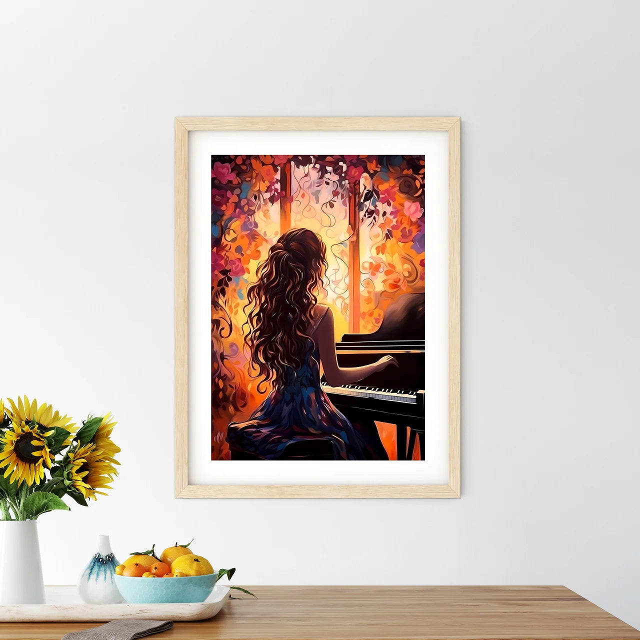 Woman Playing A Piano Art Prin - Kitchen Hangings