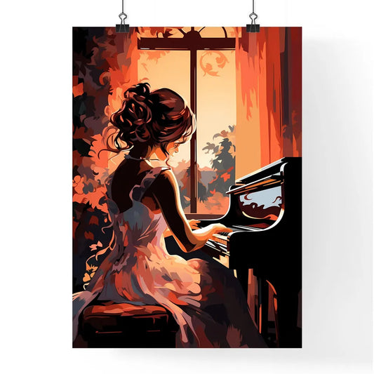 Woman Playing A Piano Art Prin Poster