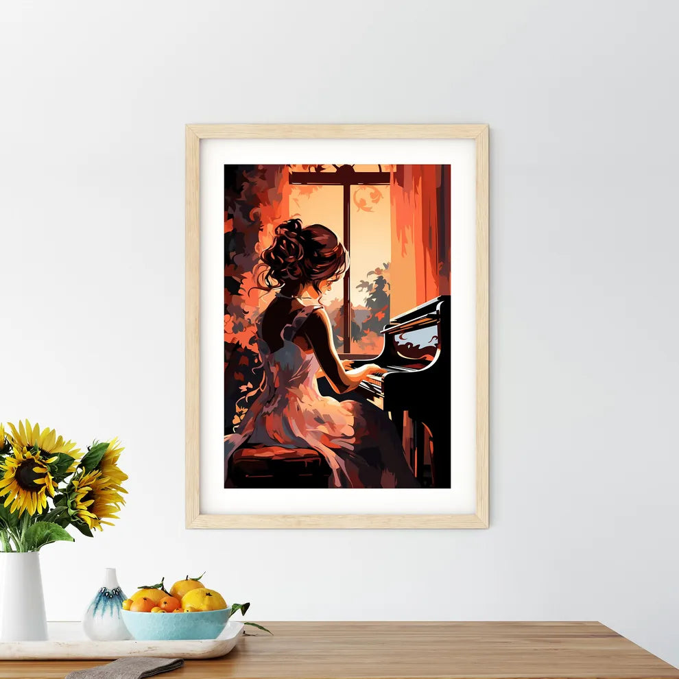 Woman Playing A Piano Art Prin - Kitchen Hangings
