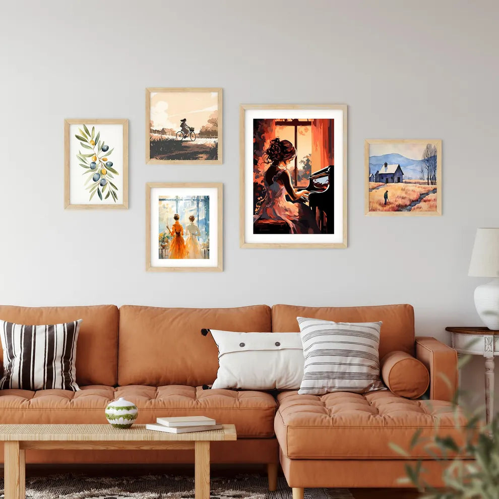 Woman Playing A Piano Art Prin Framed Print