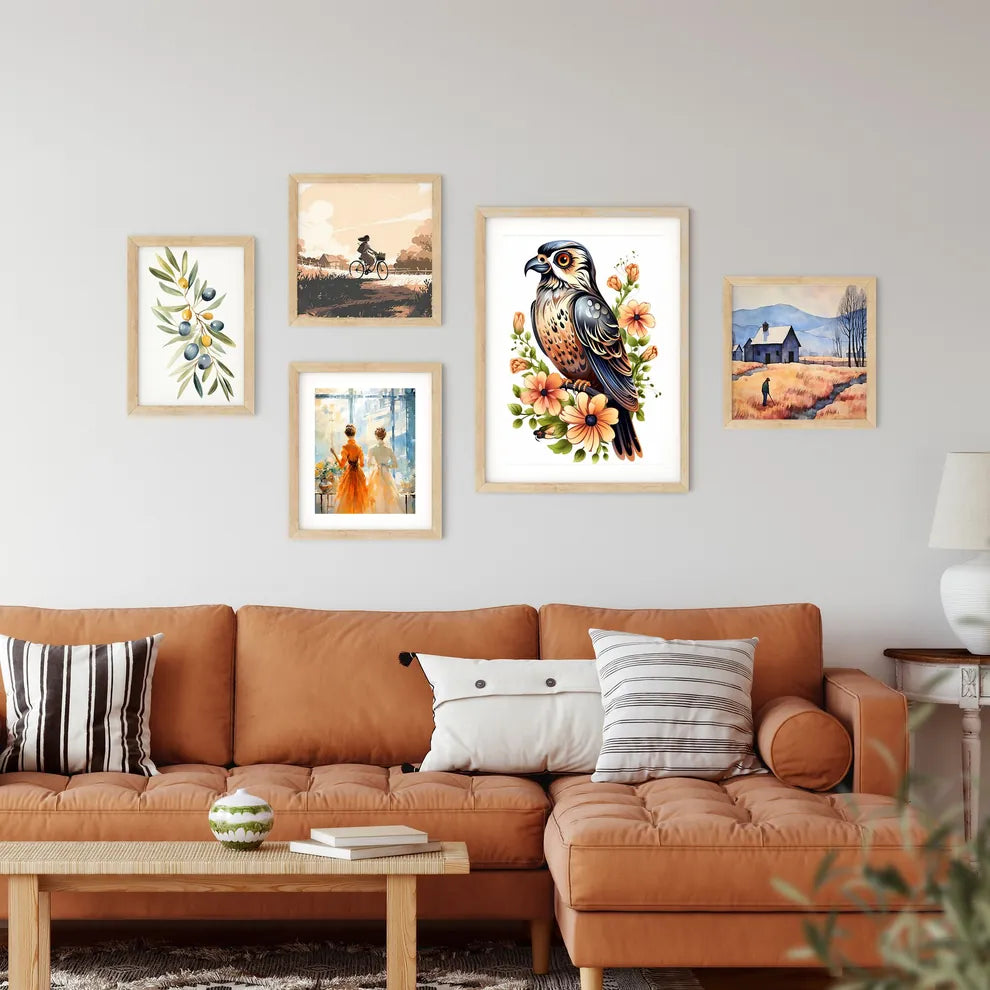 Bird Sitting On A Branch With Framed Print