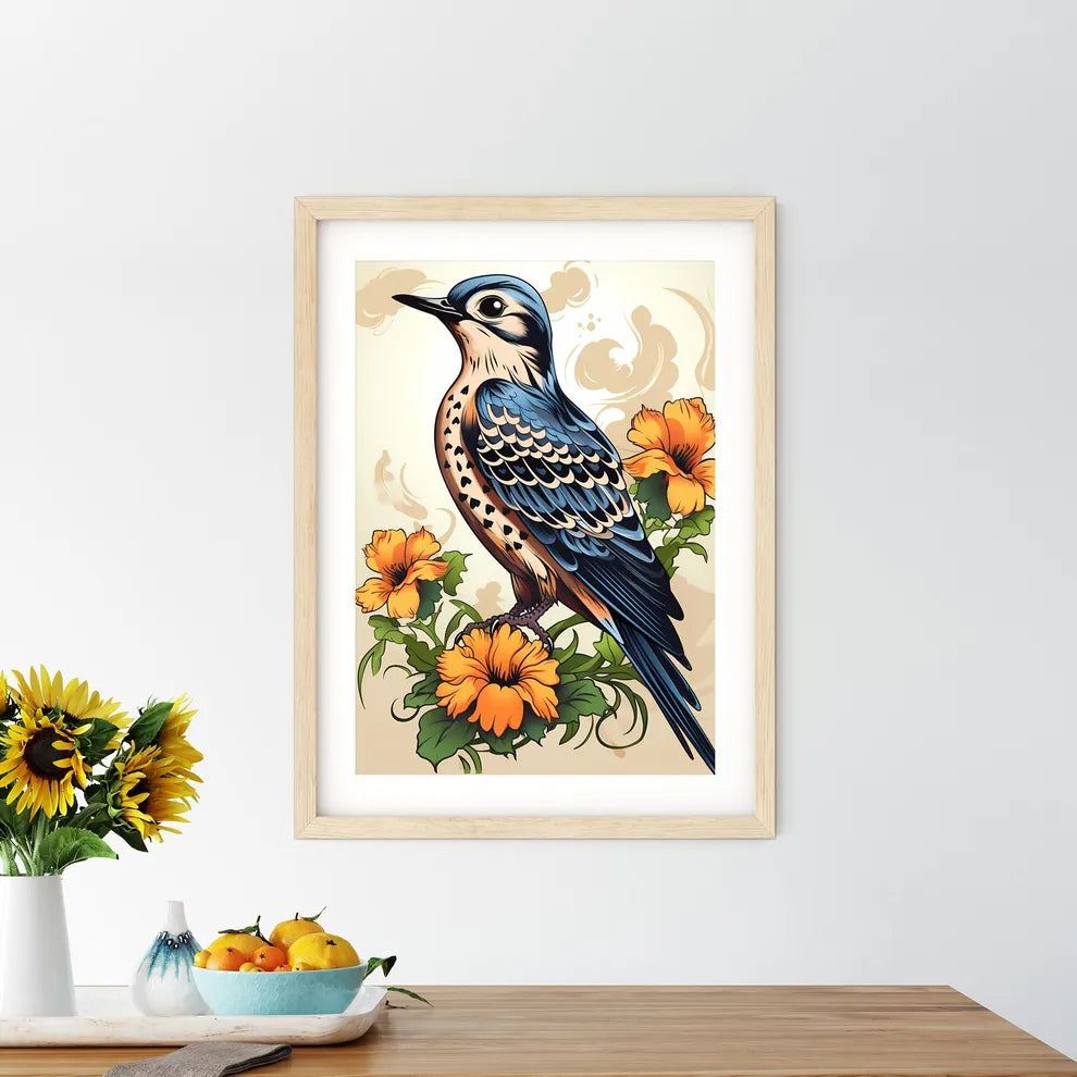 Bird On A Branch With Flowers Size Chart