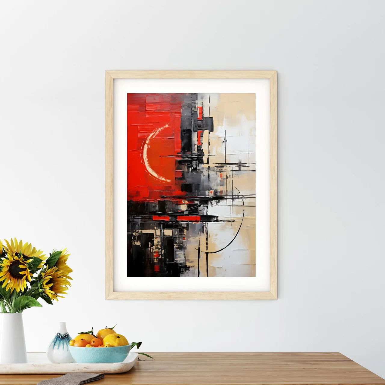 Painting Of A Red And Black Art Art Prin - Kitchen Hangings