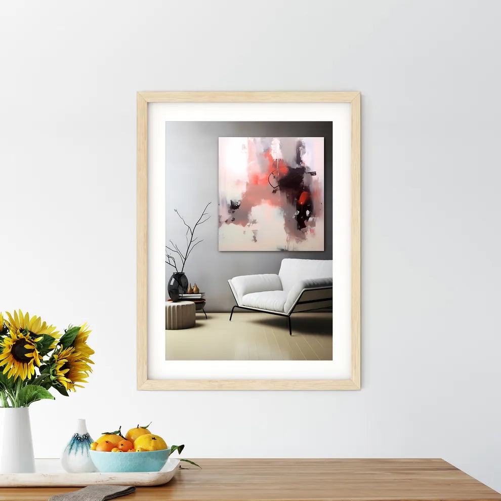 White Couch And Painting On The Wall Art Pri - Kitchen Hangings