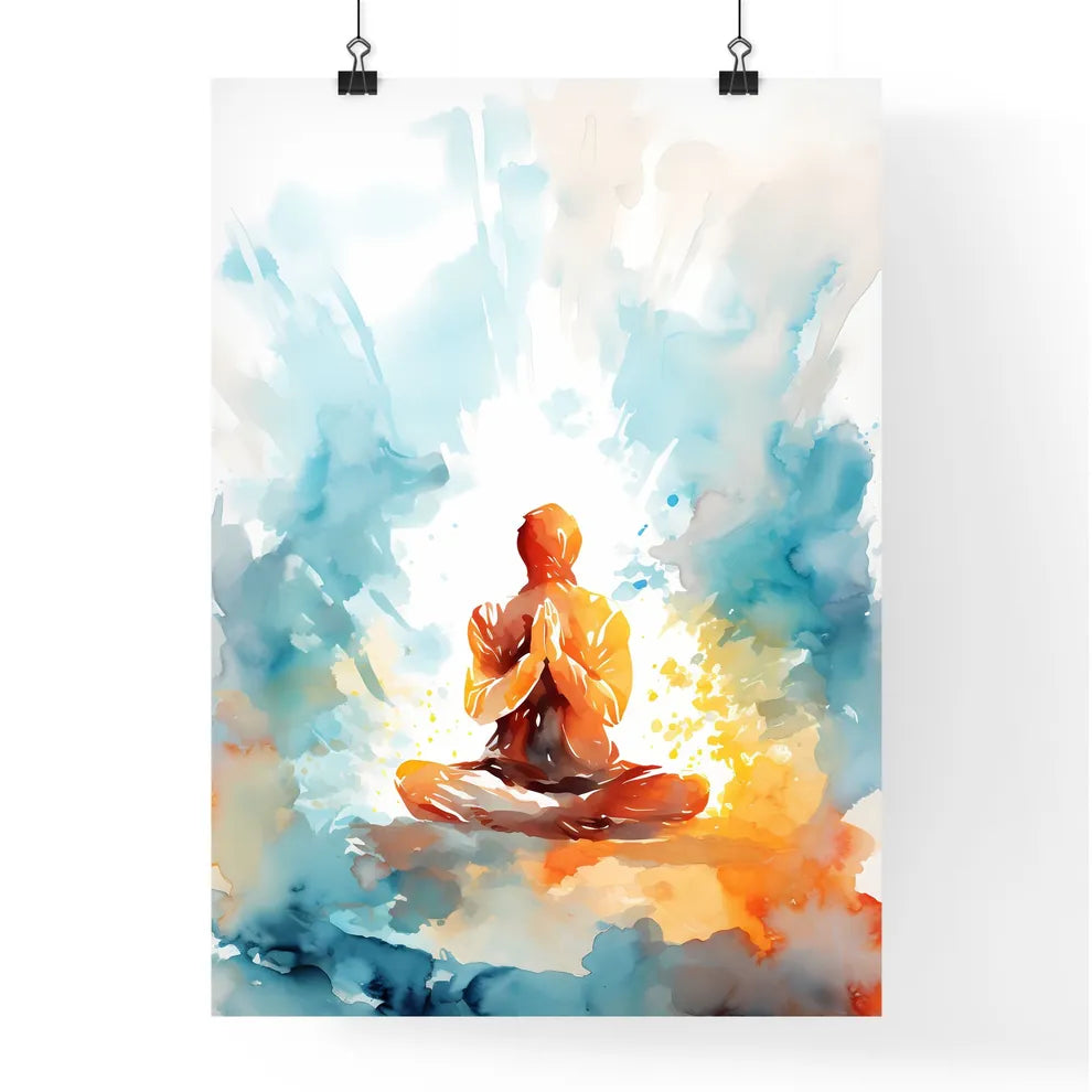 Person Sitting In A Lotus Position With Hand Poster