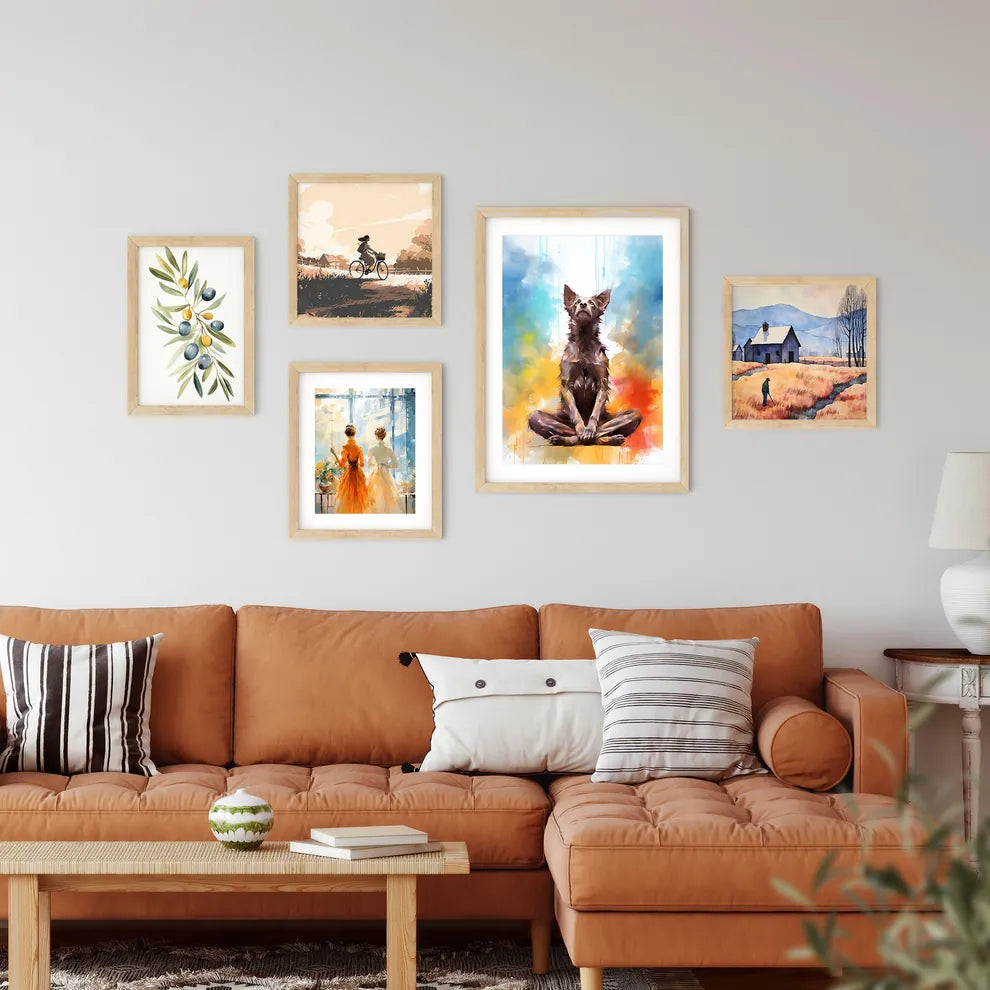 Dog Sitting In A Yoga Pose Ar Framed Print