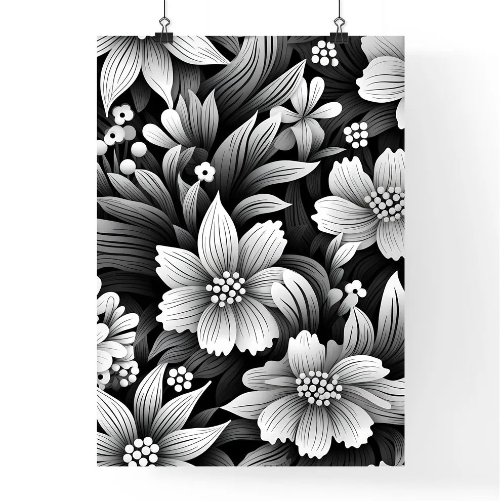Black And White Floral Pattern Art Prin Poster