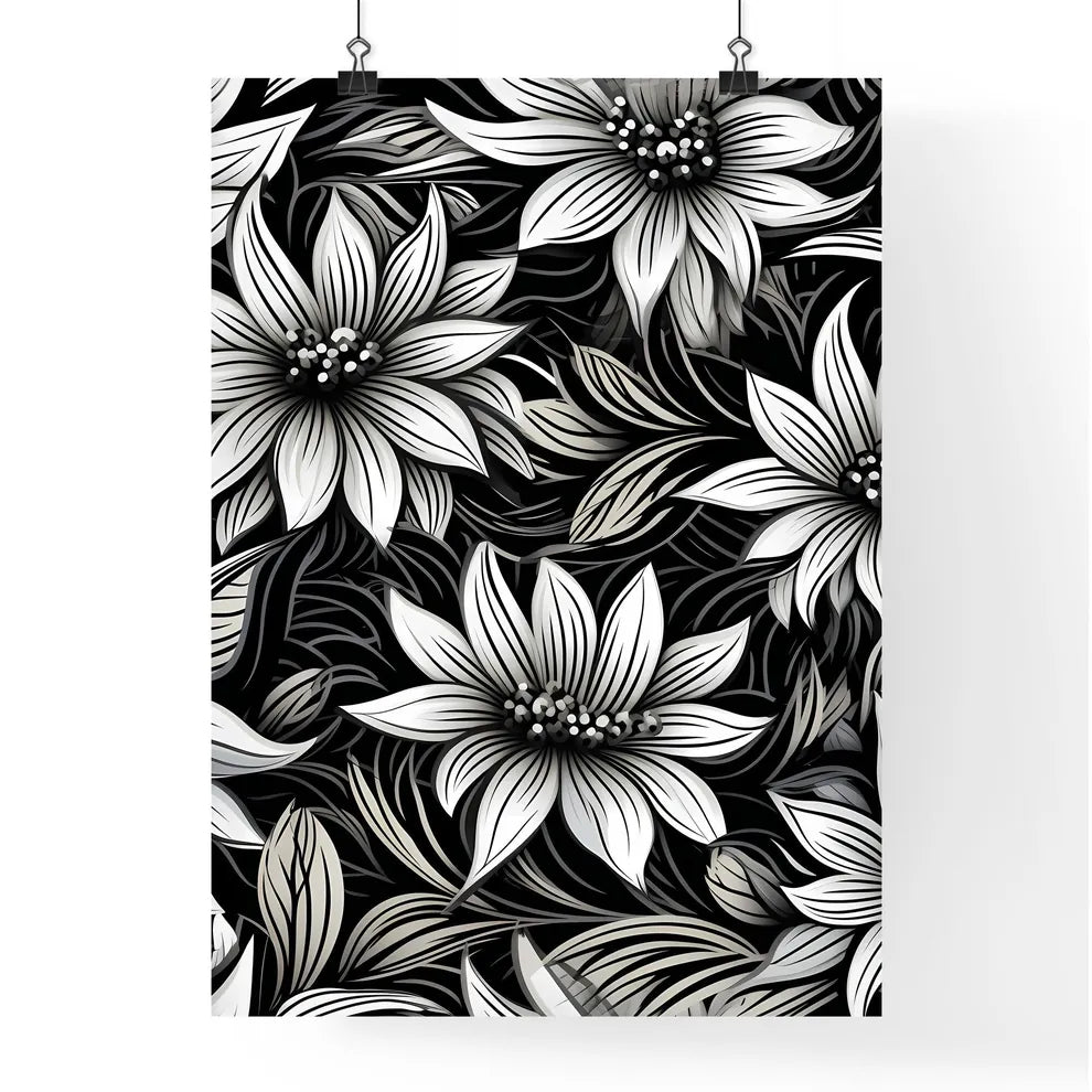 Black And White Floral Pattern Art Prin Poster