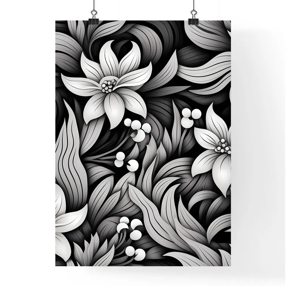 Black And White Floral Pattern Art Prin Poster