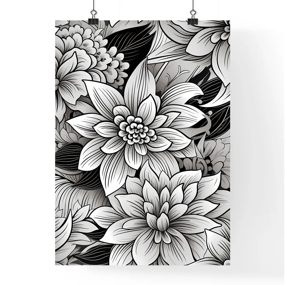 Black And White Floral Pattern Art Prin Poster