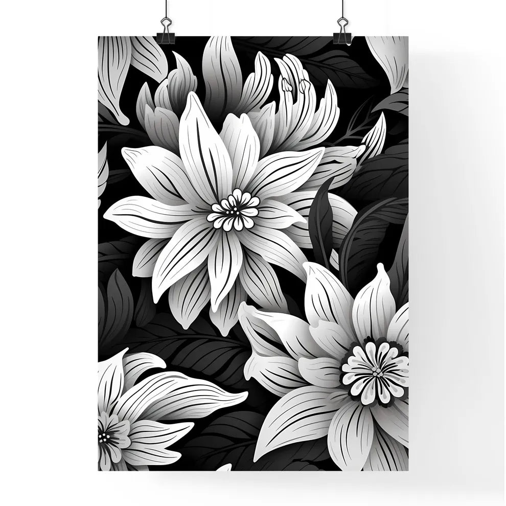 Black And White Floral Pattern Art Prin Poster