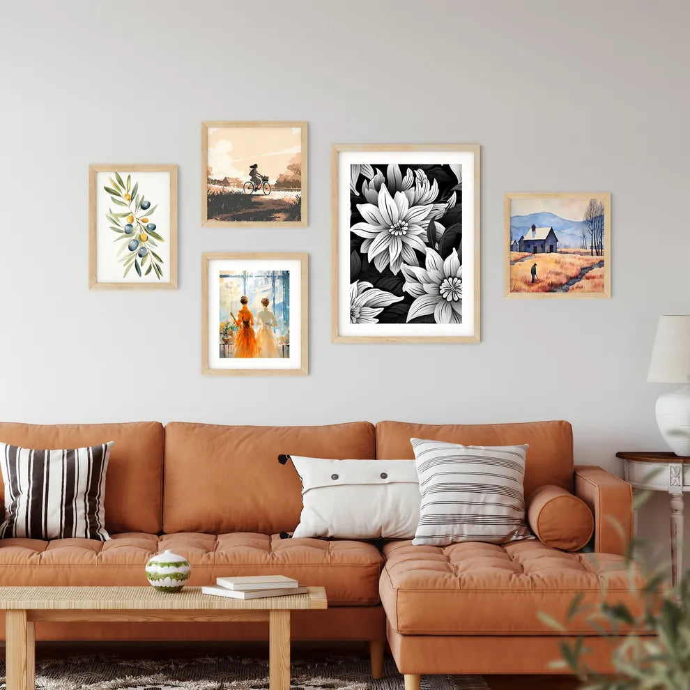 Black And White Floral Pattern Art Prin Framed Print