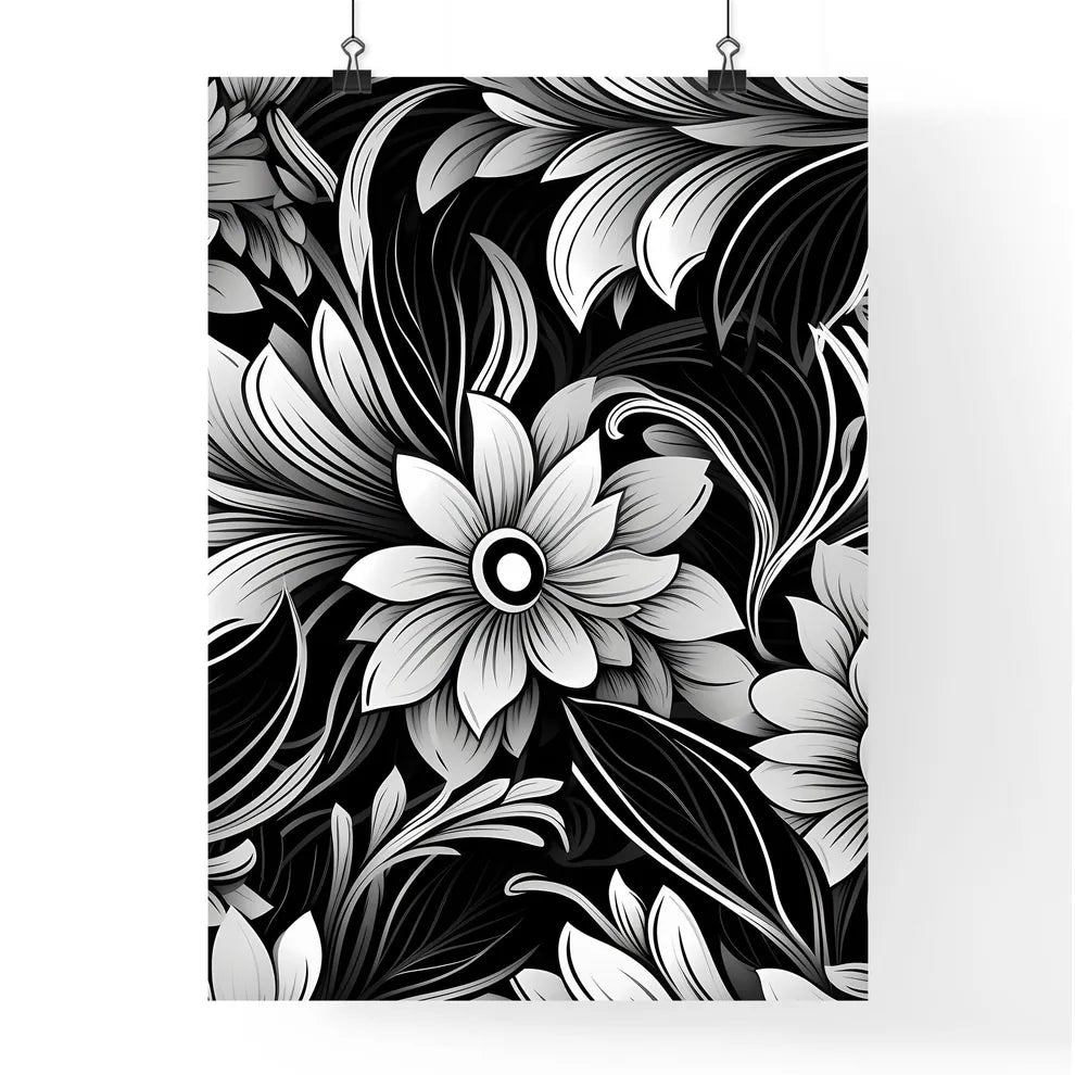 Black And White Floral Pattern Art Prin Poster